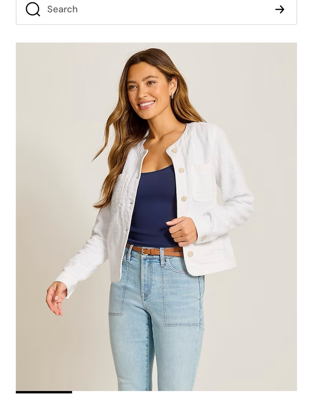 Tommy Bahama White Textured Collarless Jacket